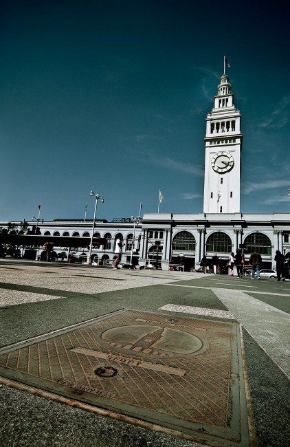 The historic Ferry Building is both an upscale shopping arcade and an active port