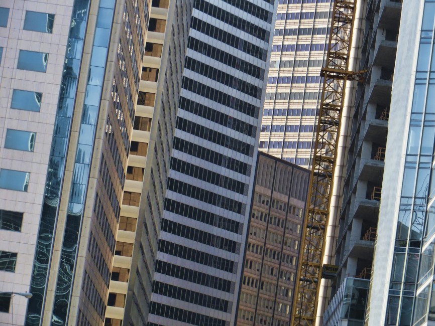 Windows of all styles line the San Francisco financial district