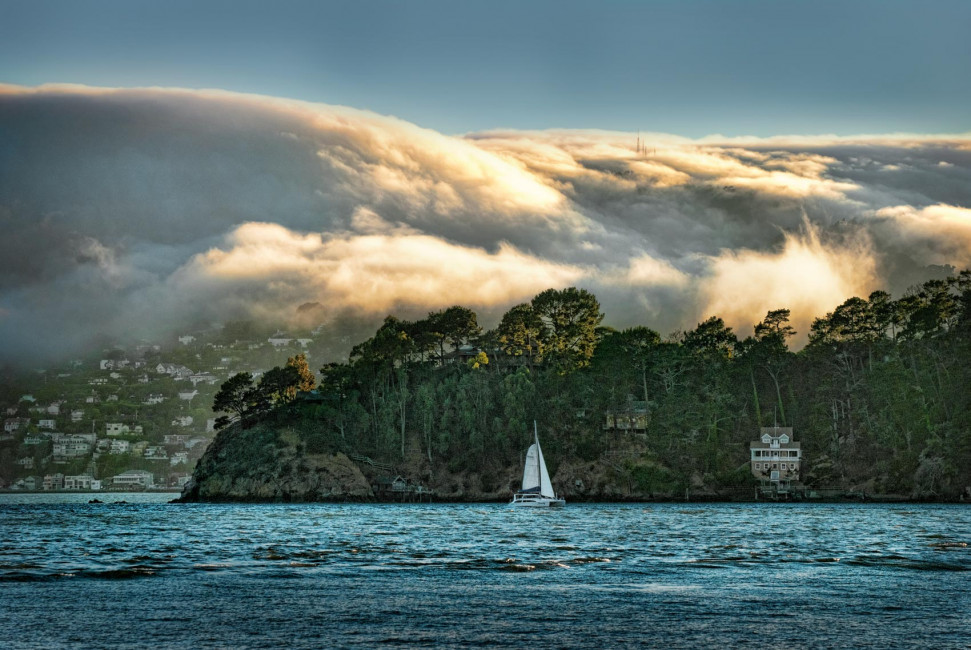 Fog rolls over the hills every night in Marin County and Sausalito