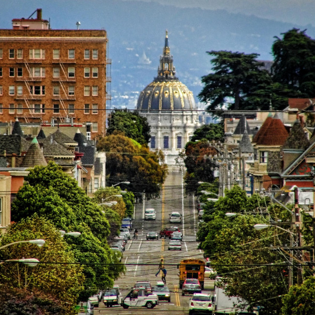 The Capitol Dome and Masonic Avenue in San Francisco, CA