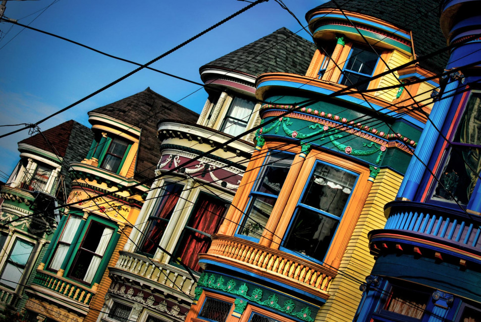 San Francisco is known for its colorful buildings, commonly known as "Painted Ladies"