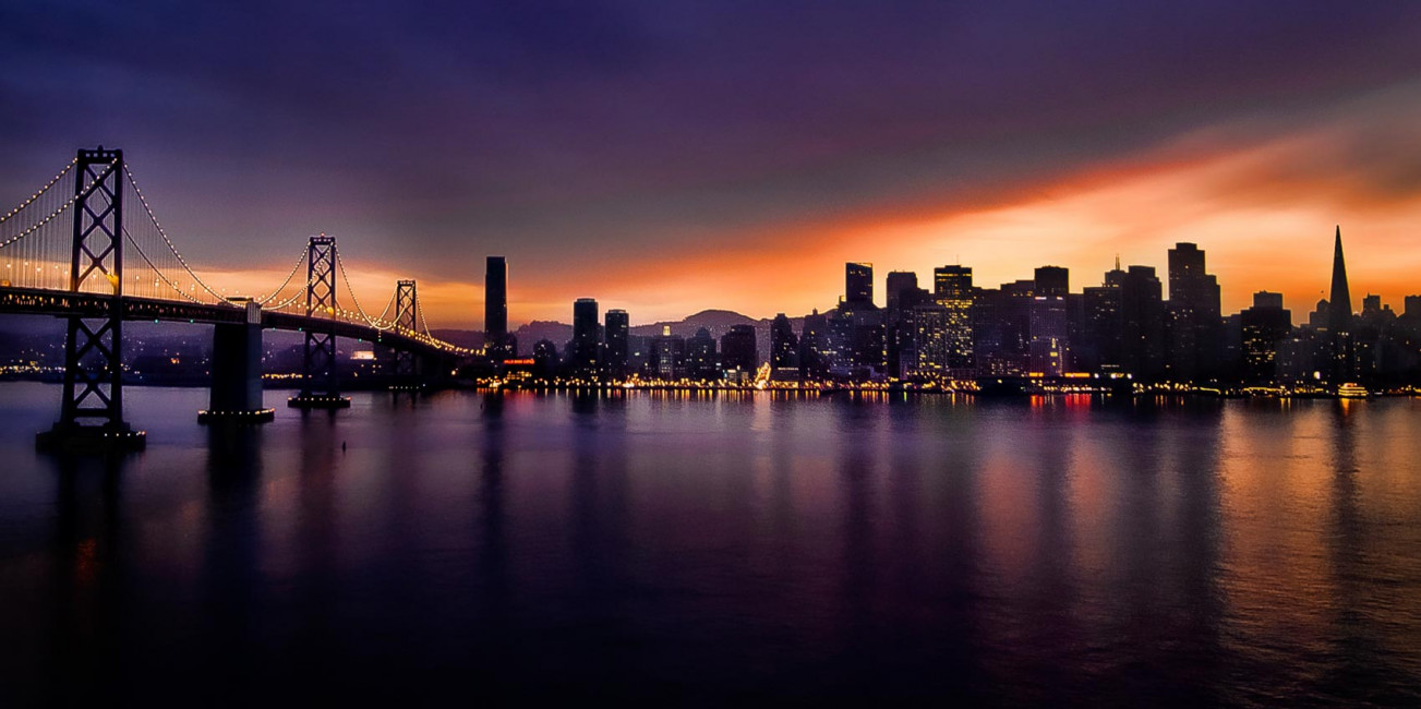 Sunset over San Francisco, as seen from Treasure Island