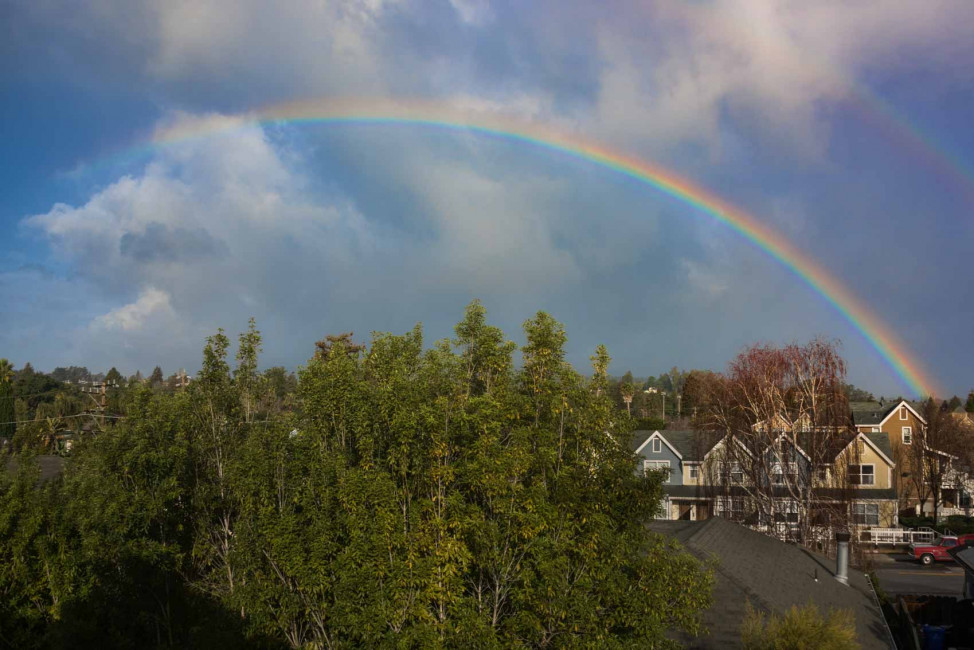 A rainbow above downtown Santa Cruz, CA