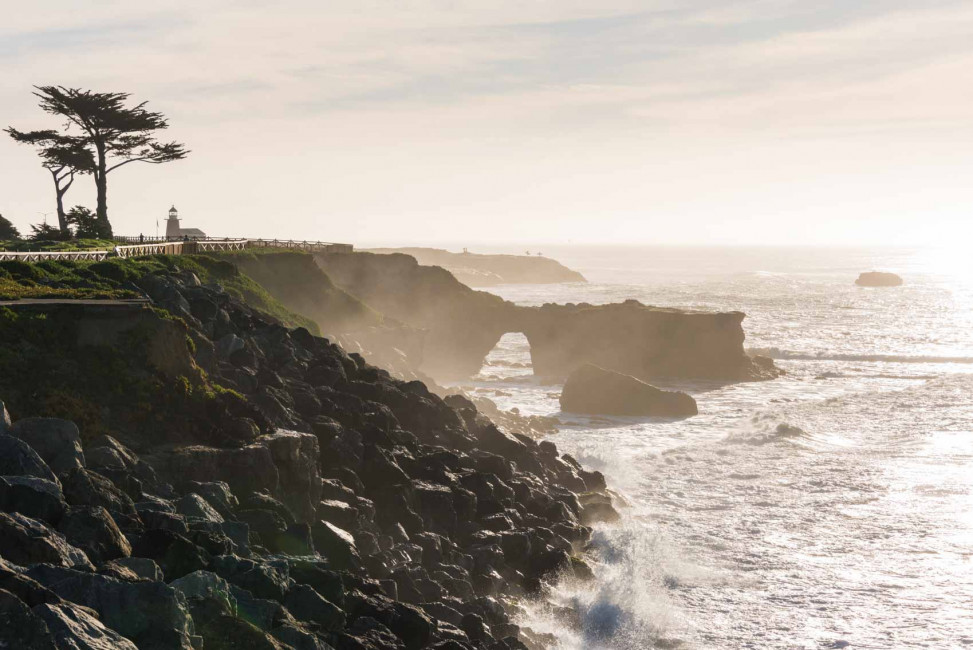 Sunset over Westcliff Drive in Santa Cruz, CA