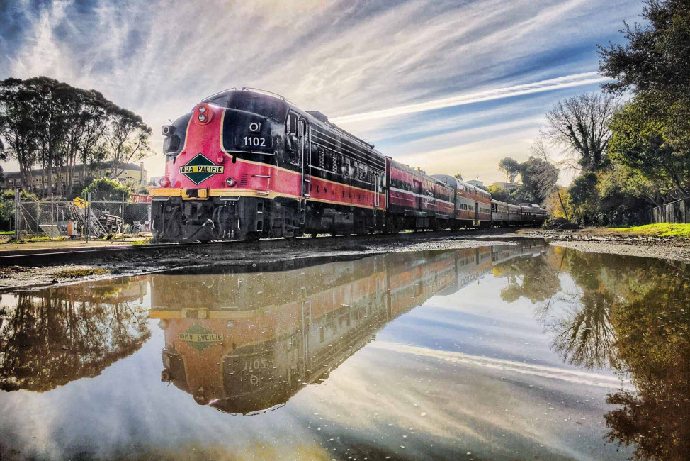 The Polar Express holiday train - parked outside of Depo Park in downtown Santa Cruz, CA