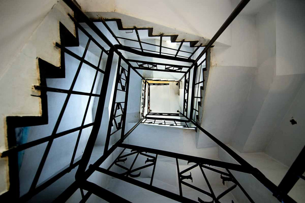 Looking up at the Fort Zeelandia stairs in Tainan