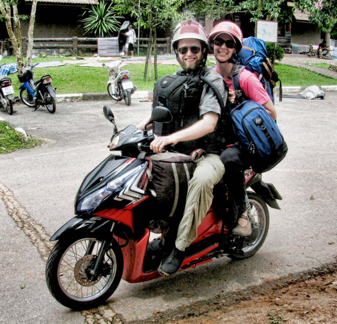 All of our stuff on a scooter that we rode through the park - Khao Yai National Park, Thailand -2012-07-01 11-17-34