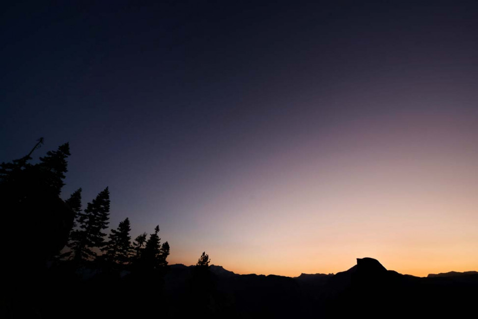 Dawn over Half Dome, as seen from Glacier Point in Yosemite National Park