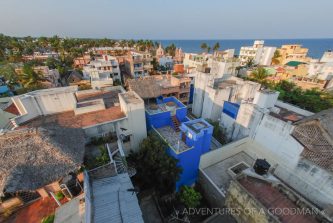 A view of Puducherry with the Bay of Bengal in the background