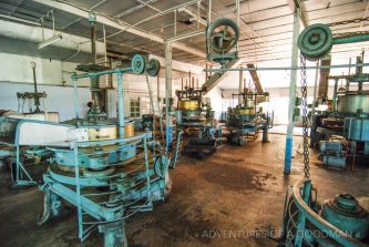 The machines inside a tea factory in Kumili, India