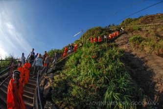 Walking down from Adam's Peak ... along with hundreds of monks