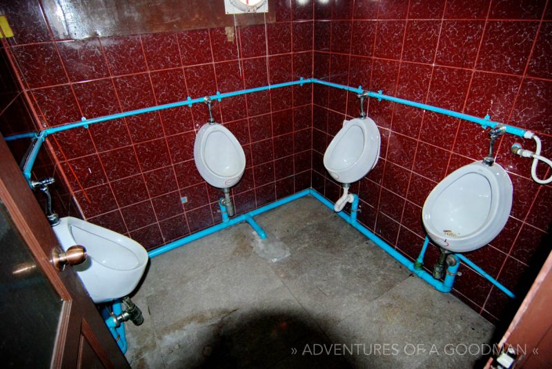 A bathroom at the Overstay Hotel