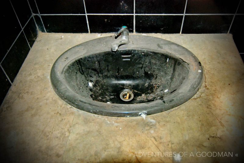 A sink at the Overstay Hotel
