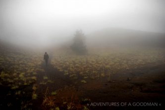 Foggy morning on Mt Batur, Bali, Indonesia