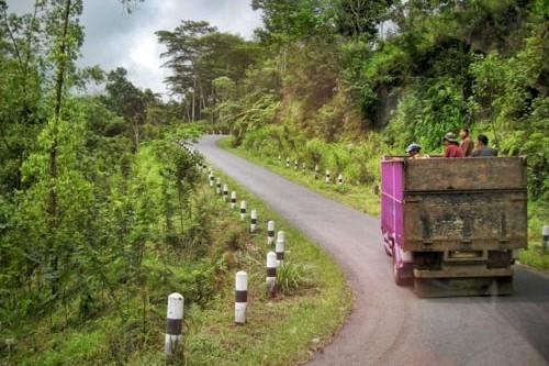 A truck transporting goods and people in Bali, Indonesia