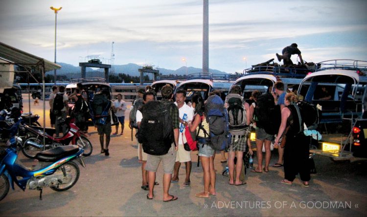 Ko Pha Ngan ferry dock with Songthaws