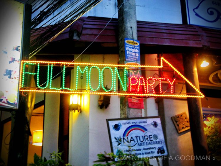 Full Moon Party sign Ko Pha Ngan Thailand