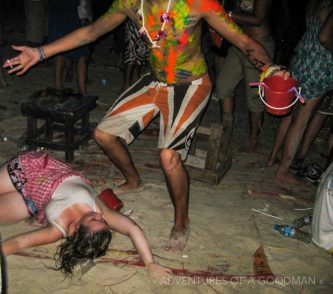 Drunk Girl at the Full Moon Party in Thailand