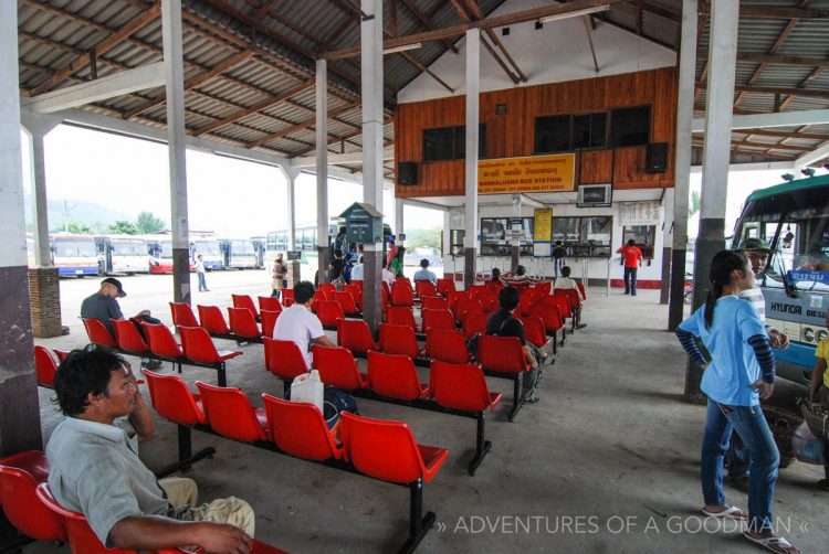 A public bus station in Bannaluang, Laos