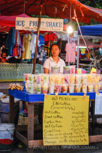 The fruit shake lady in the Louang Phabang night market