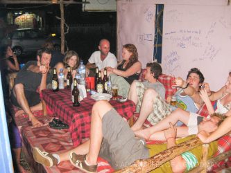 Drunken tourists in Vang Vieng, Laos