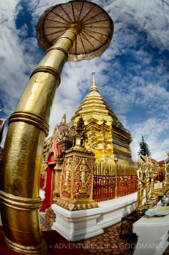The main golden temple of Wat Doi Suthep in Chiang Mai, Thailand