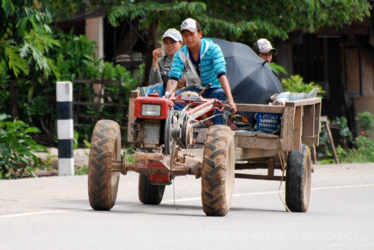 A tractor on the streets of Vientiane, Laos