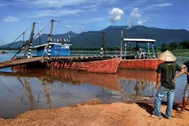 A ferry at the Champasak dock, Laos