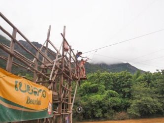The swing platform in Vang Vieng, Laos