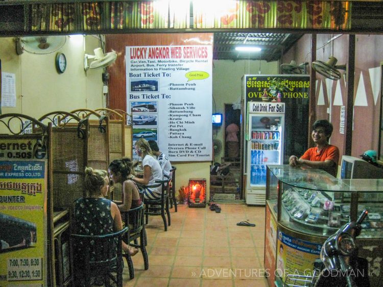 An internet cafe in Siem Reap, Cambodia