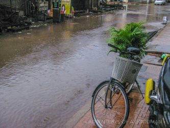 The flooded streets of Kratie, Cambodia