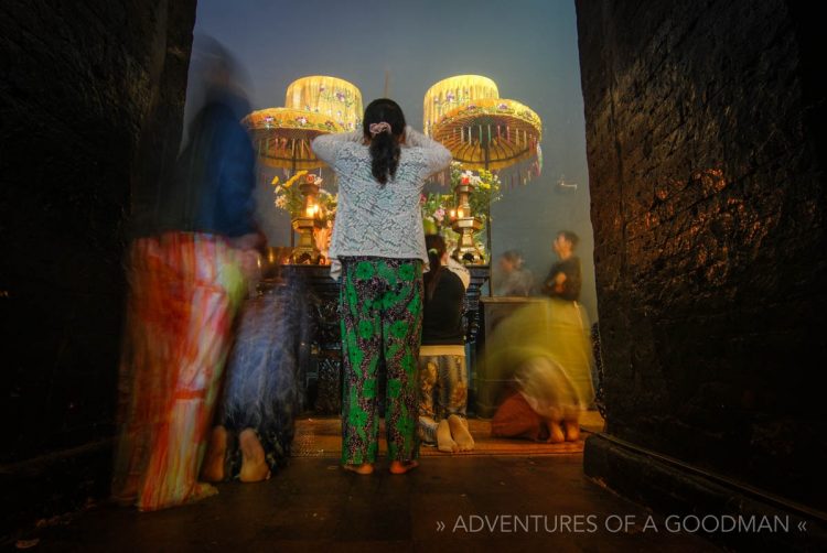 Praying in the East Tower of the Po Nagar Cham Towers in Nah Trang