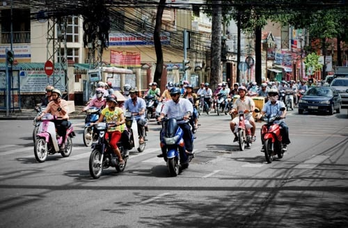 Motorcycle traffic in Ho Chi Min City, Viet Nam