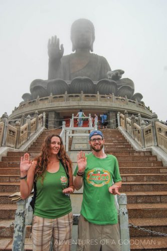 Me and Carrie at the giant Lantau Buddha statue