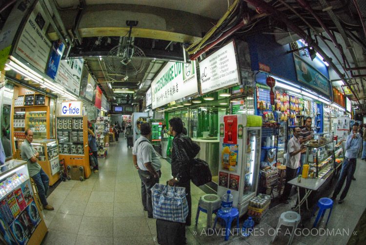 The ground floor of Chungking Mansions is filled with Indian food, phone cards and people galore