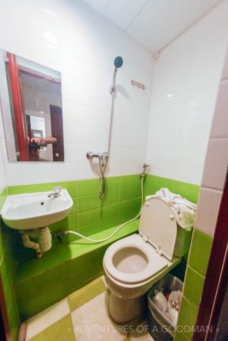 Our bathroom inside a Chungking Mansions guesthouse room