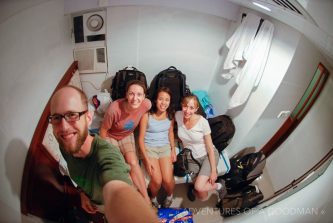 Me, Carrie, Michelle and Karen in our teeny Chungking Mansions hotel room