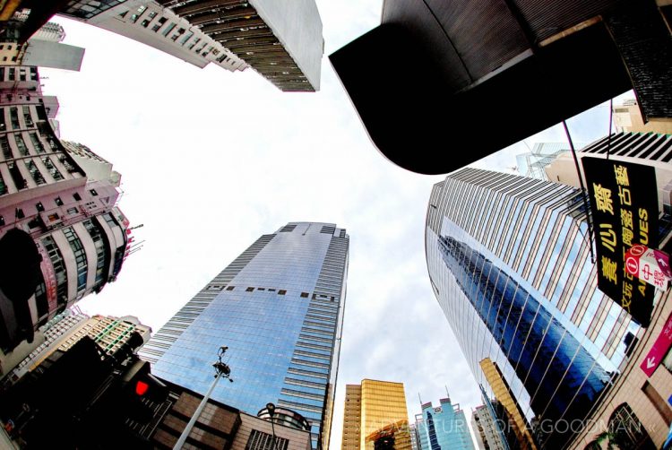 Looking up in downtown Hong Kong