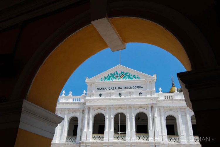 Looking out at the Santa Casa da Miscericordia in historic Macau