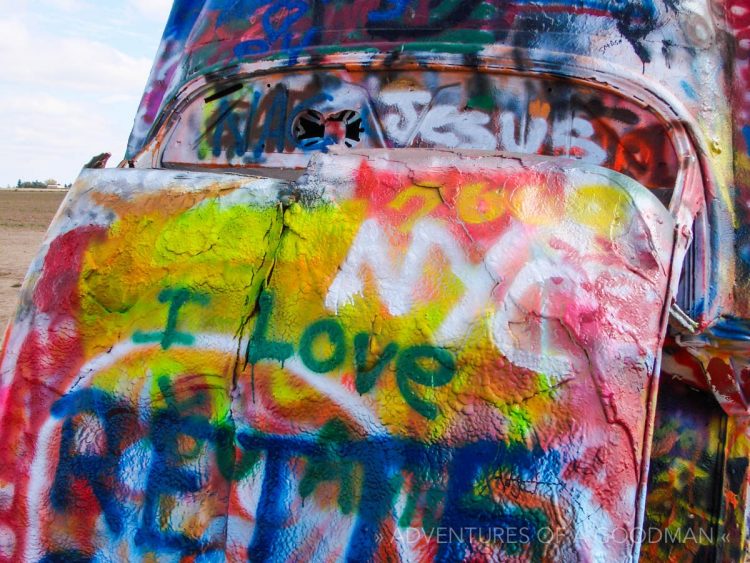 My "NYC" on an old car at the Cadillac Ranch in Amarillo, Texas