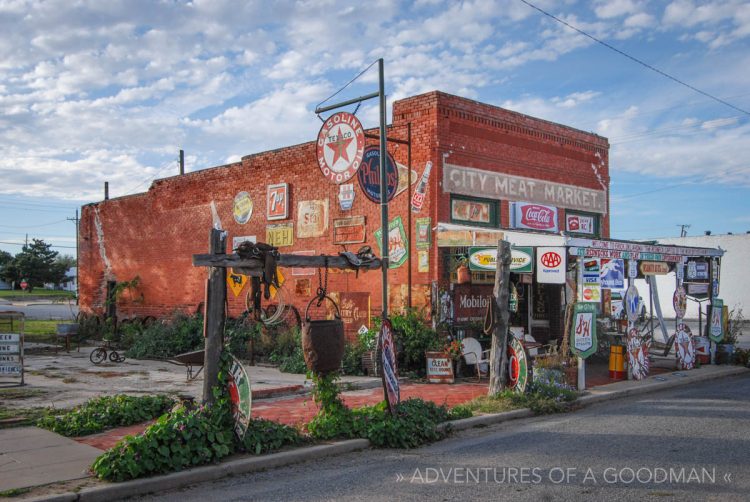 The City Meat Market building in Erick, Oklahoma on Route 66