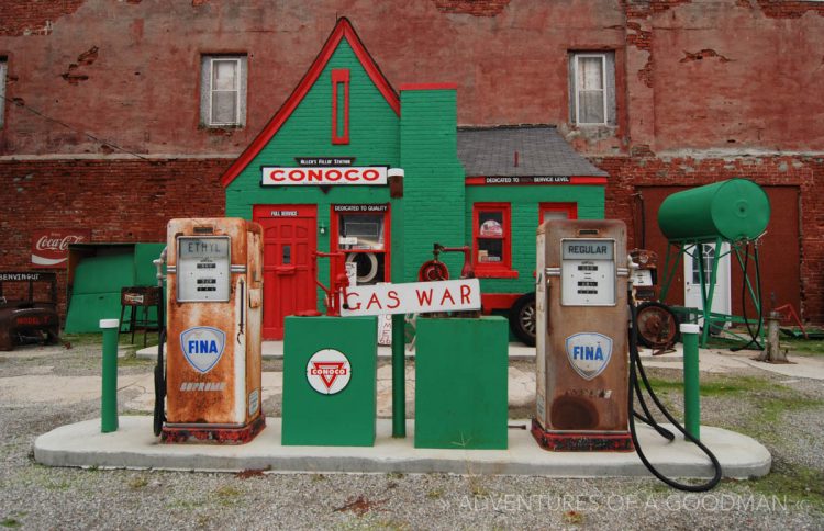 A rebuilt Conoco gas station alongside Route 66 in Kansas