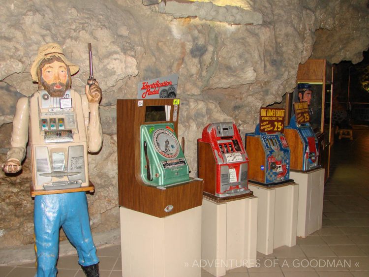 Old slot machines at Meramec Caverns in Stanton, Missouri
