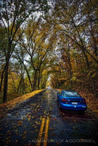 My car heading towards Merameck Caverns in Missouri