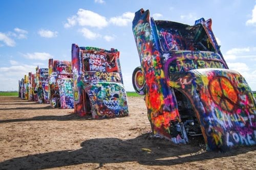 The Cadillac Ranch in Amarillo, Texas