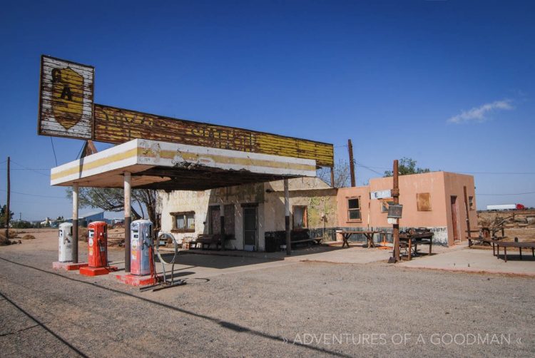 An abandoned gas station in Ludlow, California, along Route 66