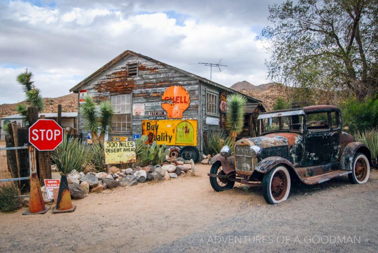 Old cars, signs, gas pumps and Route 66 memorabilia at the Hackberry General Store in Hackberry, Arizona