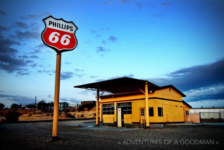 An abandoned old Phillips 66 gas station in Topock, New Mexico