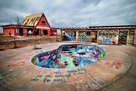 The abandoned ghost town of Two Guns - once a popular destination on Route 66