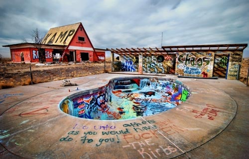 The abandoned ghost town of Two Guns - once a popular destination on Route 66